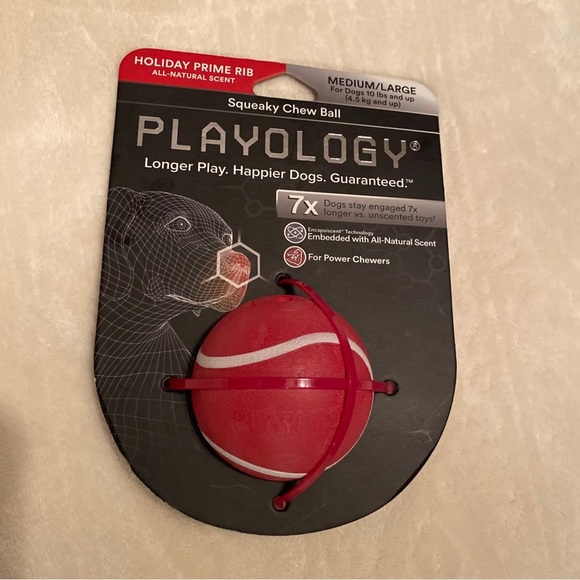 playology Other - Playology Squeaky Chew Ball Holiday Natural Scent Prime Rib Dog Toy Medium/Large